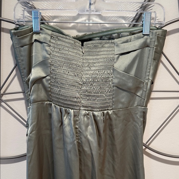 Petal & Pup Elegant Olive Green Satin Formal Dress - Picture 4 of 4